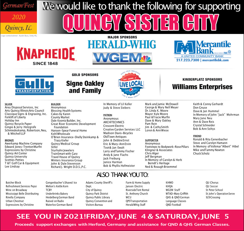 Germanfest 2020 Whig Thank you Ad